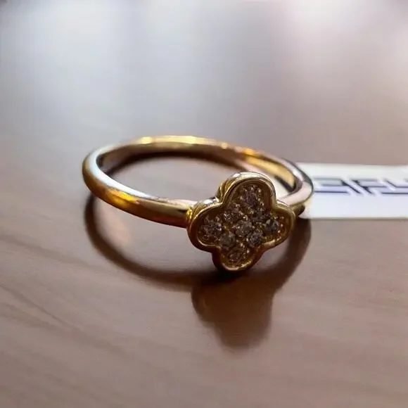 **SOLD** EFFY ENY Women's 14K Yellow Goldplated Sterling Silver Diamond Floral - Picture 9 of 11